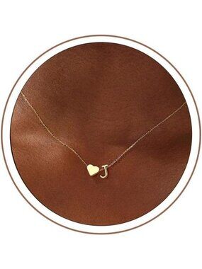 Dainty Heart Initial Necklace - 18K Gold Plated A-Z Pendant for Women & Teens